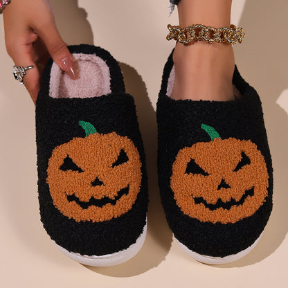 Halloween Bat Cartoon Thermal Winter Cotton Slippers