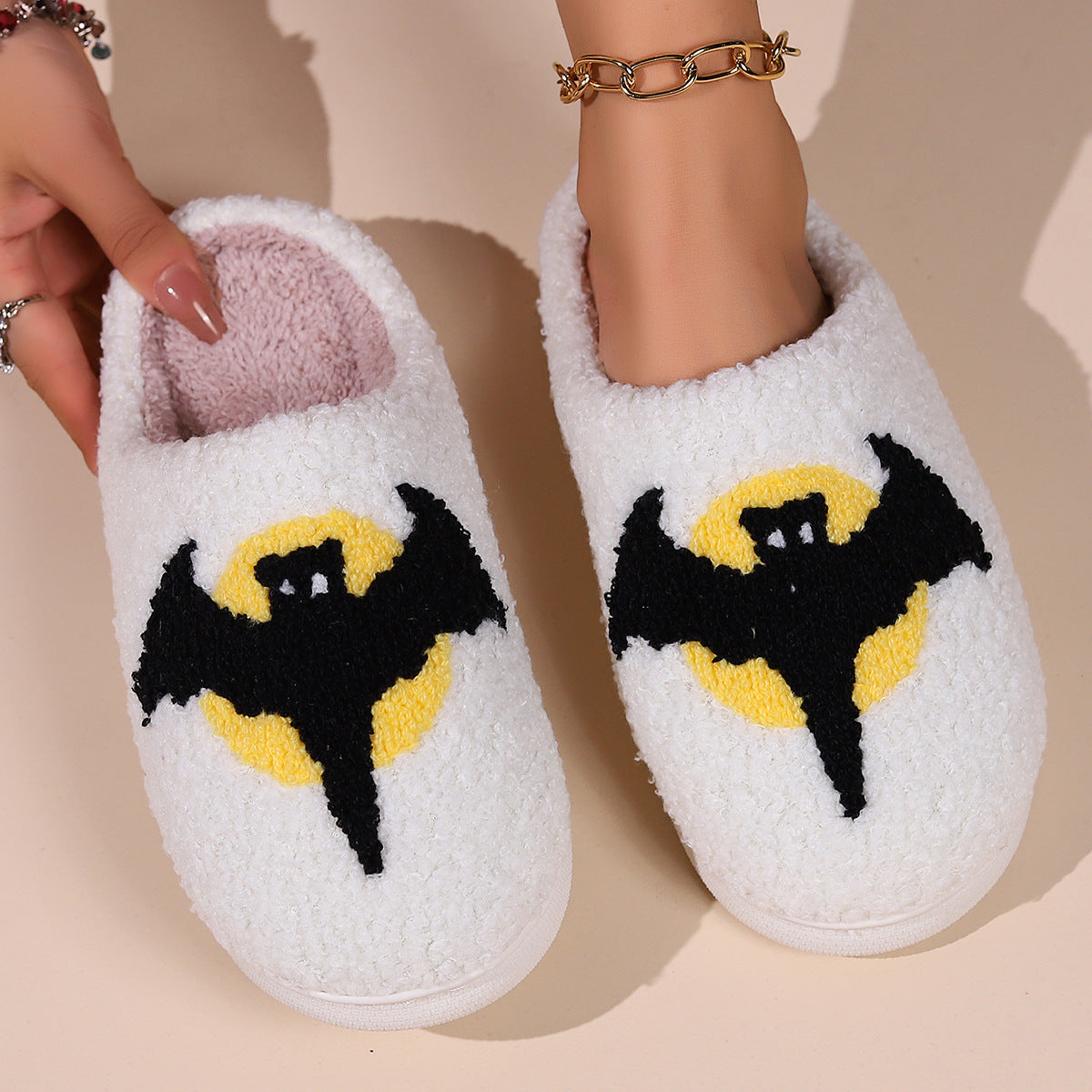 Halloween Bat Cartoon Thermal Winter Cotton Slippers